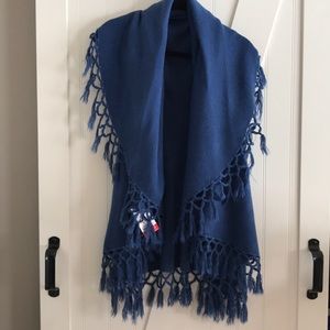 Solid Blue Shawl w/ fun detail New W/Tags
